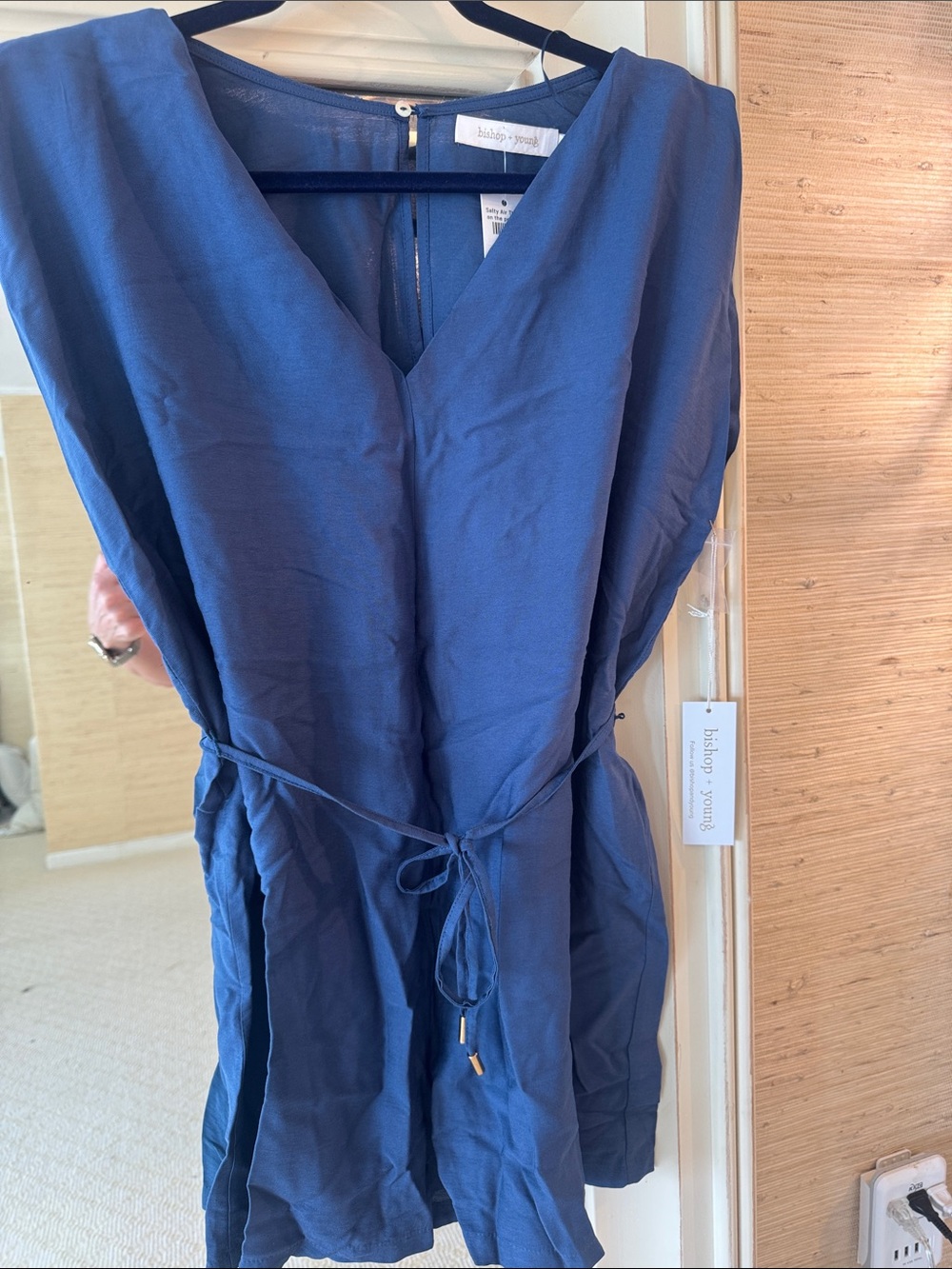 bishop + young Navy V-Neck Tie-Waist Romper